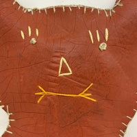 Wonderful Old (Hardened) Oil Cloth Cat  with Embroidered Face, Ex. Pat Hatch Collection
