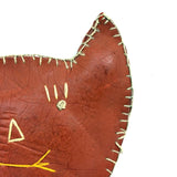 Wonderful Old (Hardened) Oil Cloth Cat  with Embroidered Face, Ex. Pat Hatch Collection