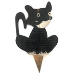 SOLD Black and White Old Folk Art Crate Wood Garden Cat