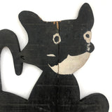 SOLD Black and White Old Folk Art Crate Wood Garden Cat