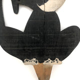 SOLD Black and White Old Folk Art Crate Wood Garden Cat