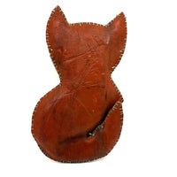 Wonderful Old (Hardened) Oil Cloth Cat  with Embroidered Face, Ex. Pat Hatch Collection