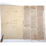 Antique Hand-marbled Alphabet Ledger Turned Lace Making Instruction Scrapbook with Samples