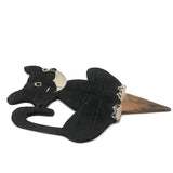 SOLD Black and White Old Folk Art Crate Wood Garden Cat