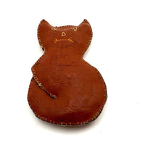 Wonderful Old (Hardened) Oil Cloth Cat  with Embroidered Face, Ex. Pat Hatch Collection
