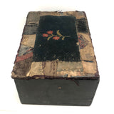 Charming 1889 Wire-Hinged Wooden Box with Hand-sewn, Embroidered Piecework Decoration