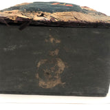 Charming 1889 Wire-Hinged Wooden Box with Hand-sewn, Embroidered Piecework Decoration