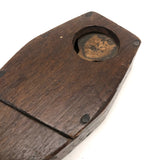 Folk Art Figure in Coffin with Hand-drawn Face and Surprise Inside