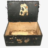 Charming 1889 Wire-Hinged Wooden Box with Hand-sewn, Embroidered Piecework Decoration