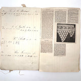 Antique Hand-marbled Alphabet Ledger Turned Lace Making Instruction Scrapbook with Samples