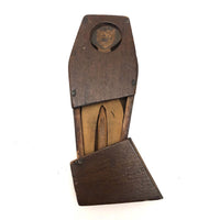 Folk Art Figure in Coffin with Hand-drawn Face and Surprise Inside