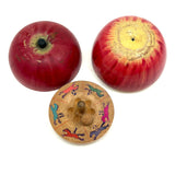 Old Turned Wooden Apple with Horse Roulette Spinner Inside