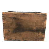 Charming 1889 Wire-Hinged Wooden Box with Hand-sewn, Embroidered Piecework Decoration