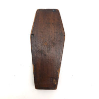 Folk Art Figure in Coffin with Hand-drawn Face and Surprise Inside