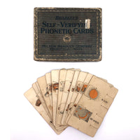 1925 Milton Bradley Double-Sided Phonetic Cards with Great Graphics