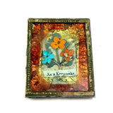As a Keepsake, Mid 19th Century Reverse Painted Glass, Foil and Paper Flowers Forget Me Not
