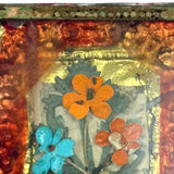 As a Keepsake, Mid 19th Century Reverse Painted Glass, Foil and Paper Flowers Forget Me Not