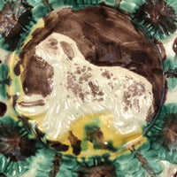Antique Majolica Plate with Drippy Dog