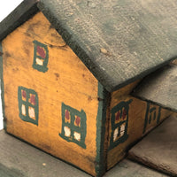 Orange and Green Painted Folk Art House on Platform