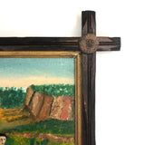 Men Talking, Charles Rubin Oil on Board in Adirondack Frame