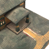 Orange and Green Painted Folk Art House on Platform
