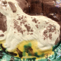 Antique Majolica Plate with Drippy Dog