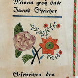 Amish Artist Barbara Ebersole (1846-1922) Lancaster, PA 1879 Ink and Watercolor Fraktur Bookplate