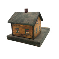 Orange and Green Painted Folk Art House on Platform