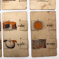 1925 Milton Bradley Double-Sided Phonetic Cards with Great Graphics