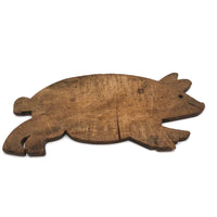 Wonderful Old Folk Art Pig Cutting Board with Iron Eyes