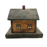 Orange and Green Painted Folk Art House on Platform