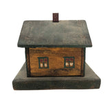 Orange and Green Painted Folk Art House on Platform