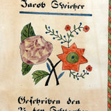 Amish Artist Barbara Ebersole (1846-1922) Lancaster, PA 1879 Ink and Watercolor Fraktur Bookplate