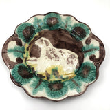 Antique Majolica Plate with Drippy Dog