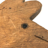 Wonderful Old Folk Art Pig Cutting Board with Iron Eyes