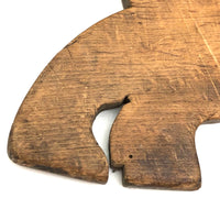 Wonderful Old Folk Art Pig Cutting Board with Iron Eyes