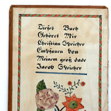 Amish Artist Barbara Ebersole (1846-1922) Lancaster, PA 1879 Ink and Watercolor Fraktur Bookplate