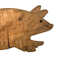 Wonderful Old Folk Art Pig Cutting Board with Iron Eyes