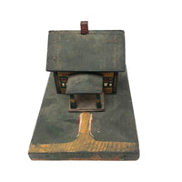 Orange and Green Painted Folk Art House on Platform