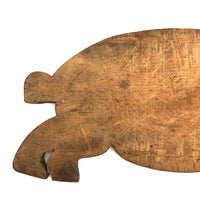 Wonderful Old Folk Art Pig Cutting Board with Iron Eyes
