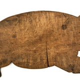 Wonderful Old Folk Art Pig Cutting Board with Iron Eyes