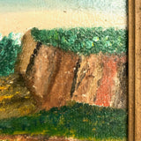 Men Talking, Charles Rubin Oil on Board in Adirondack Frame