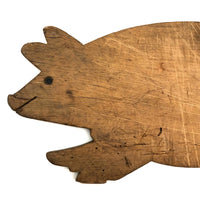 Wonderful Old Folk Art Pig Cutting Board with Iron Eyes