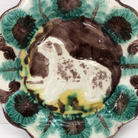 Antique Majolica Plate with Drippy Dog