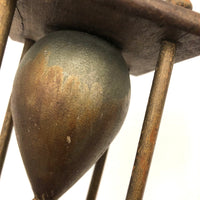 Early 20th C. Odd Fellows Carved Hourglass in Gold and Silver Paint