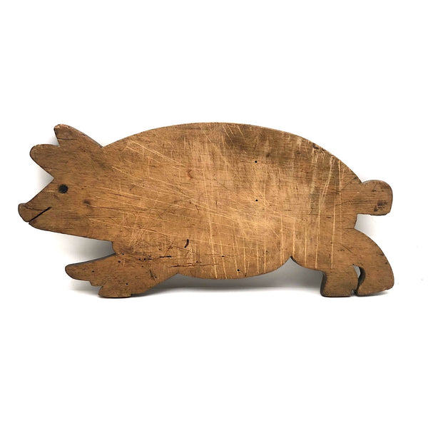 Wonderful Old Folk Art Pig Cutting Board with Iron Eyes