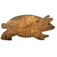 Wonderful Old Folk Art Pig Cutting Board with Iron Eyes