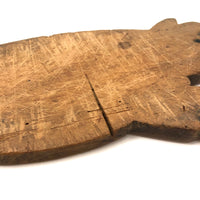 Wonderful Old Folk Art Pig Cutting Board with Iron Eyes