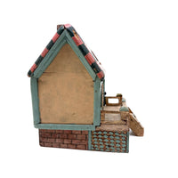 Amazing Old Scratch Built Wooden Folk Art House Bank with Checkerboard Roof, Opening Door and Intensively Carved Details