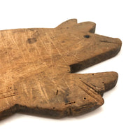 Wonderful Old Folk Art Pig Cutting Board with Iron Eyes